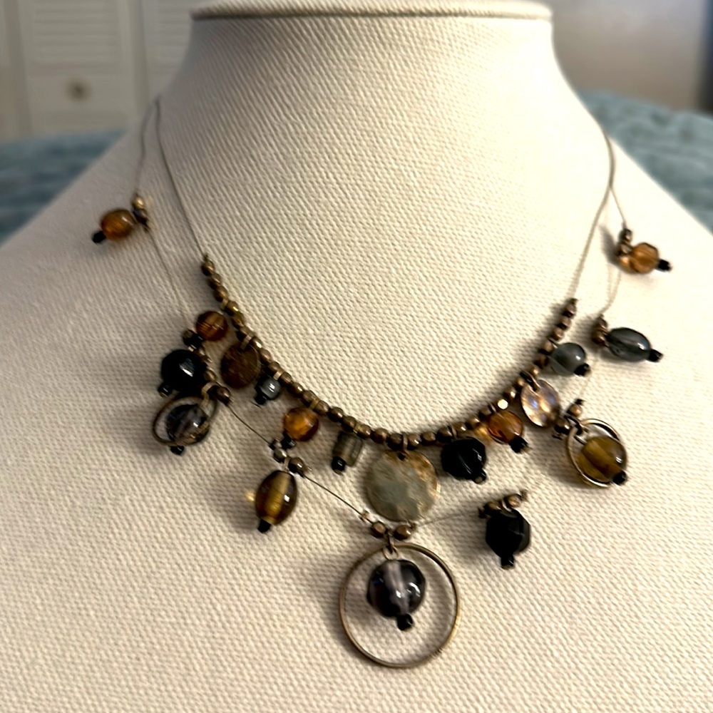 Women Collar necklace 17 inches necklace earth color beads